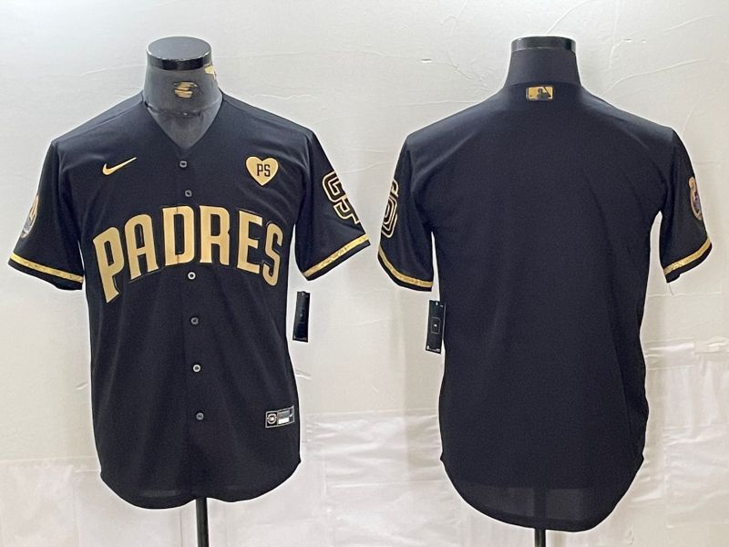 Men San Diego Padres Blank Black gold #5 th generation Nike 2024 MLB Jersey style 1